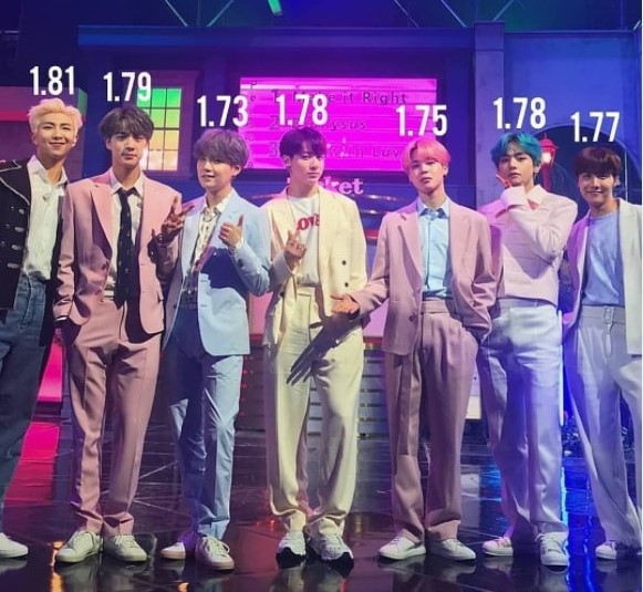 bts members height in cm
