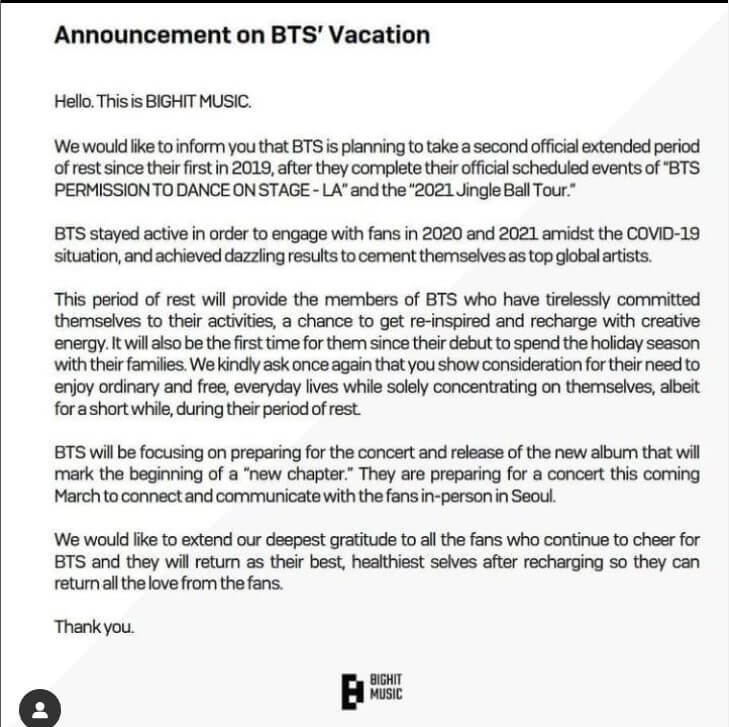 bts vacation 2022